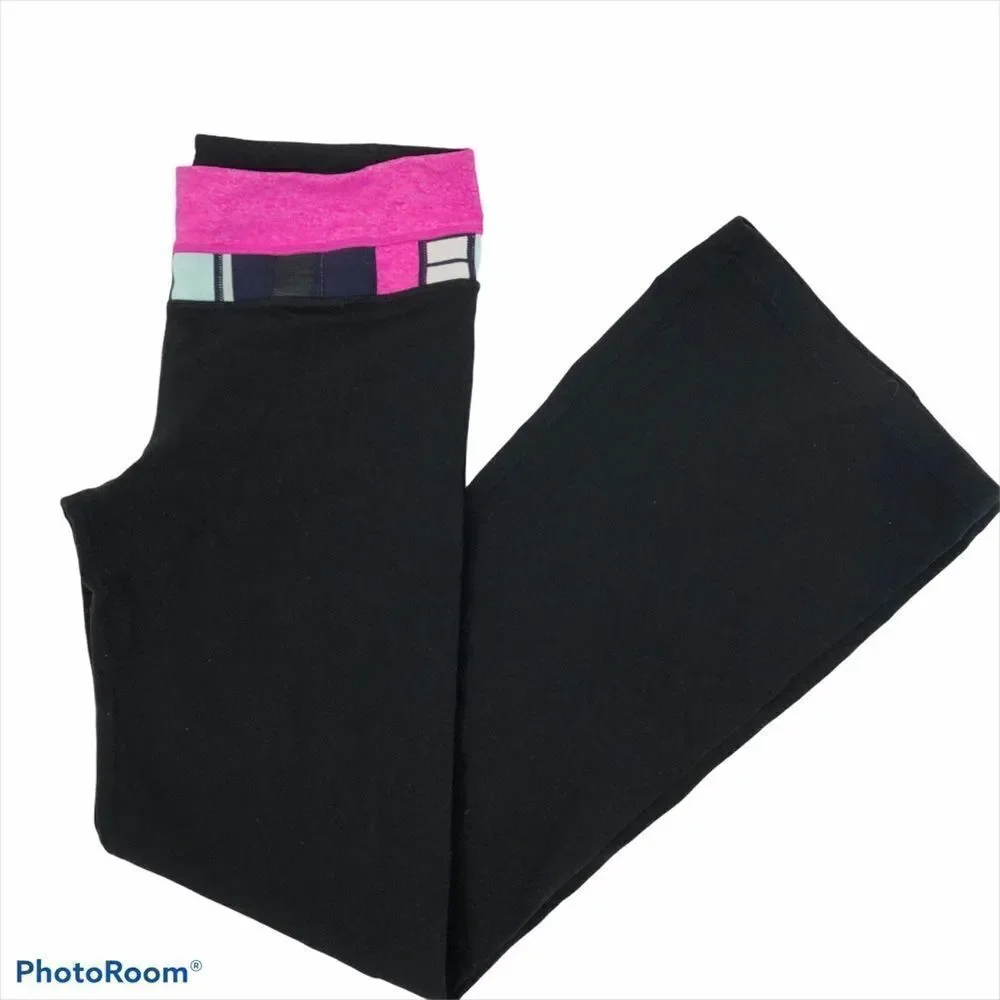Lululemon Wide Leg Groove Pants Black Pink Size 8‎